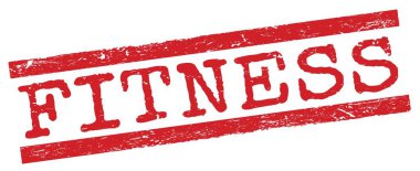 Kırmızı grungy satır işareti üzerine yazılmış FITNESS metni.