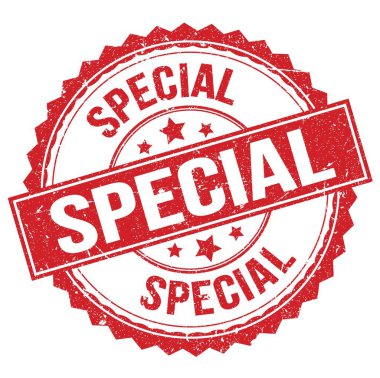 Kırmızı yuvarlak pul işareti üzerine yazılmış özel metin