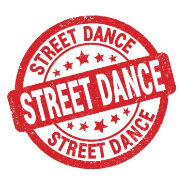 Kırmızı grungy işareti üzerine yazılmış STREET DANCE metni.