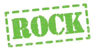 Yeşil pano işareti üzerine yazılmış ROCK metni.