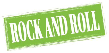 Yeşil dikdörtgen damga işareti üzerine yazılmış Rock and Roll metni.