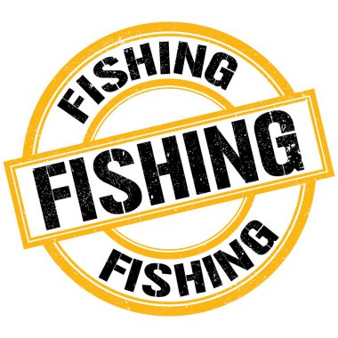 Sarı-siyah pul işareti üzerine yazılmış Balıkçılık metni