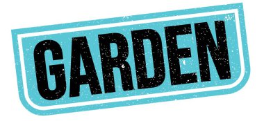 GARDEN text written on blue-black grungy stamp sign.