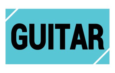 Mavi-siyah dikdörtgen işareti üzerine yazılmış GUITAR metni.
