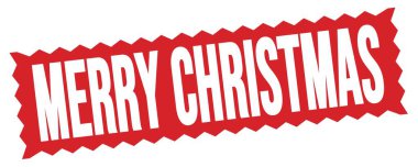 Kırmızı zig-zag damgalı Mutlu Noeller metni.