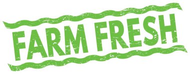 Yeşil çizgi işareti üzerine yazılmış FARM FRESH metni.