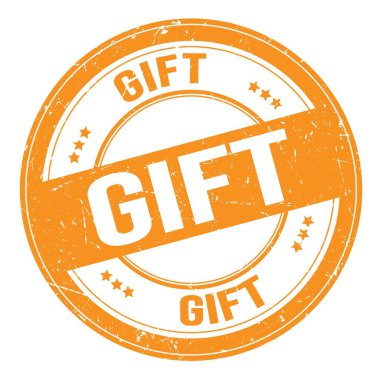 Turuncu yuvarlak grungy işareti üzerine yazılmış GIFT metni