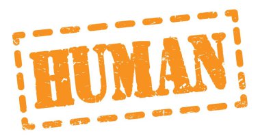 Turuncu çizgi işareti üzerine yazılmış İNSAN metni.