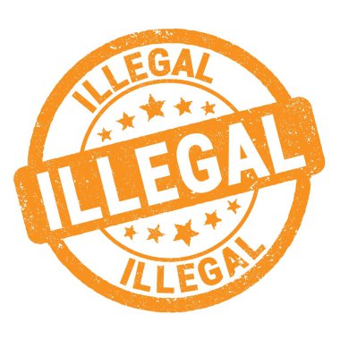 Turuncu grungy işareti üzerine yazılmış ILLeGAL metni.