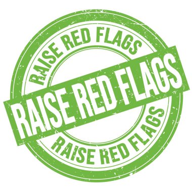 Yeşil yuvarlak damga işareti üzerine yazılmış Kırmızı FLAG metin yükseltin