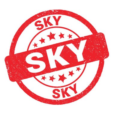 SKY text written on red grungy stamp sign.
