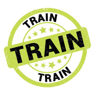 Yeşil-siyah grungy işareti üzerine yazılmış tren metni.