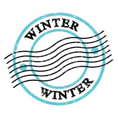 KIŞ, mavi-siyah grungy posta pulu üzerine yazılmış metin.