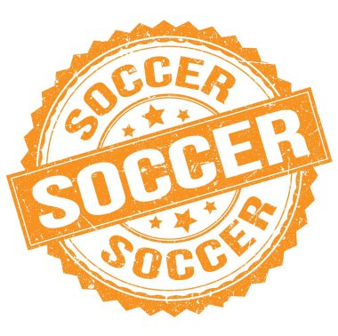 Turuncu pul işareti üzerine yazılmış SOCCER metni