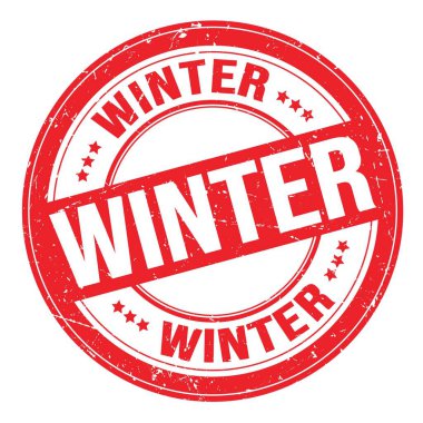 Kış metni kırmızı yuvarlak grungy işareti üzerine yazılmış