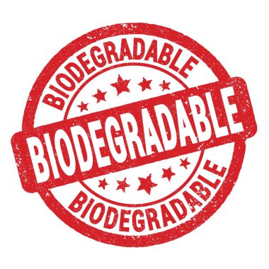 BIODEGRADABLE text written on red grungy stamp sign.