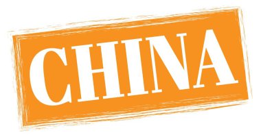 Turuncu dikdörtgen damga işareti üzerine yazılmış ÇİN metni.