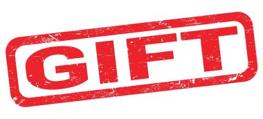 Kırmızı dikdörtgen pul işareti üzerine yazılmış GIFT metni.
