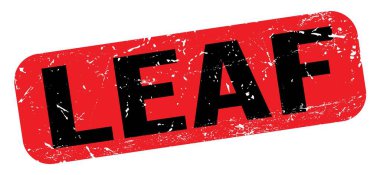 Kırmızı-siyah grungy işareti üzerine yazılmış LeAF metni.