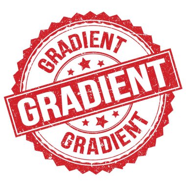 Kırmızı yuvarlak pul işareti üzerine yazılmış Gradyan metni