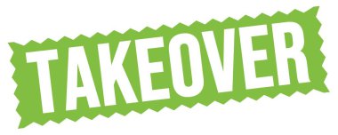 Yeşil zig-zag işareti üzerine yazılmış TAKEover metni.