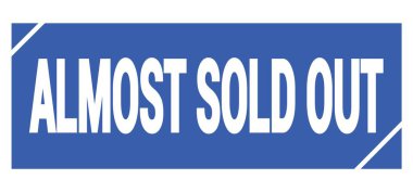 Mavi grungy mühür işareti üzerine neredeyse satılmış metin.