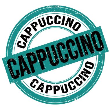 CapPPUCCINO metin mavi-siyah yuvarlak grungy işareti üzerine yazılmış