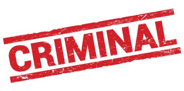 Kırmızı dikdörtgen mühür işareti üzerine CRIMINAL metin.