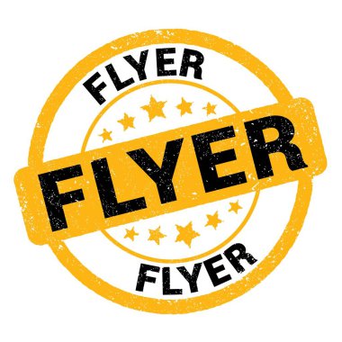 Sarı-siyah grungy işareti üzerine yazılmış FLYER metni.