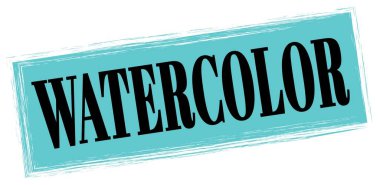 WATERCOLOR mavi-siyah dikdörtgen işareti üzerine yazılmış metin.