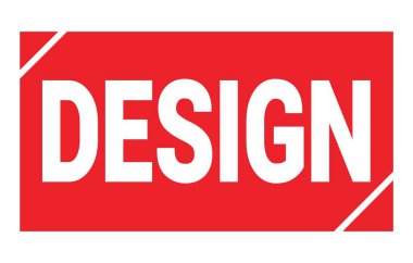 Kırmızı dikdörtgen damga işareti üzerine yazılmış DESIGN metni.