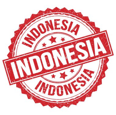 Kırmızı yuvarlak pul işareti üzerine yazılmış INDONEZYA metni