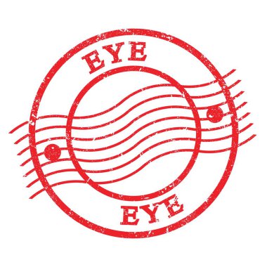 EYE, kırmızı grungy posta pulunda yazılı metin.
