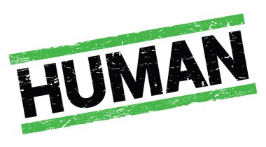 Yeşil dikdörtgen damga işareti üzerine yazılmış İNSAN metni.