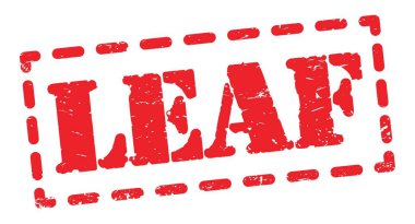 Kırmızı pano işareti üzerine yazılmış LeAF metni.