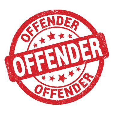 Kırmızı grungy mühür işareti üzerine yazılan suçlu metni.