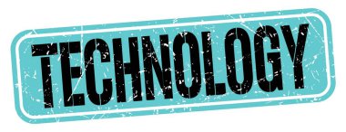 Mavi-siyah grungy işareti üzerine yazılmış TECHNOLOGY metni.