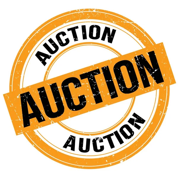 Auction Text Written Orange Black Grungy Stamp Sign — Stock Photo, Image