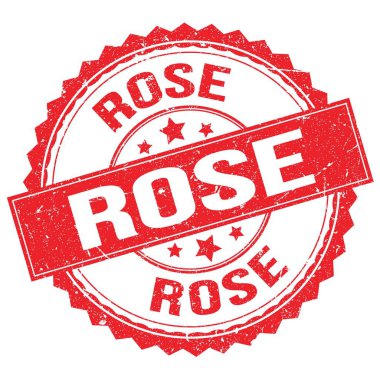 Kırmızı yuvarlak pul işareti üzerine yazılmış ROSE metni