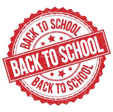 Kırmızı yuvarlak pul işareti üzerine yazılmış OKULU metnine geri dön