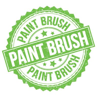Yeşil yuvarlak pul işareti üzerine yazılmış boya BRUSH metni