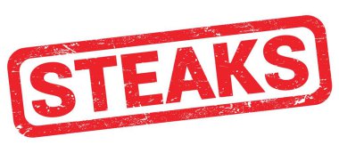 Kırmızı dikdörtgen damga işareti üzerine yazılmış STEAKS metni.