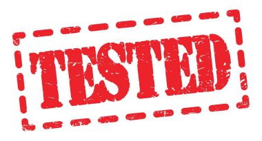Kırmızı çizgi işareti üzerine yazılmış TESTED metni.