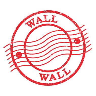WALL, kırmızı grungy posta pulu üzerine yazılmış metin.