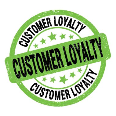 Yeşil-siyah grungy işareti üzerine yazılmış CUSTOMER LOYALTY metin.
