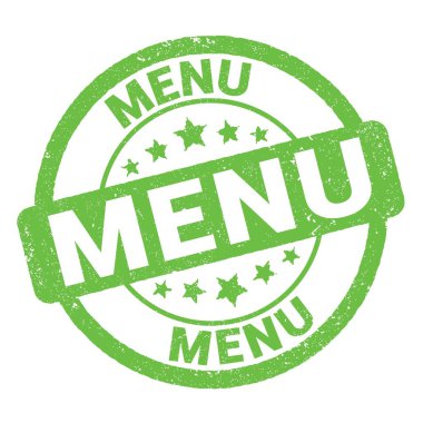 Yeşil grungy mühür işareti üzerine yazılmış MENU metni.