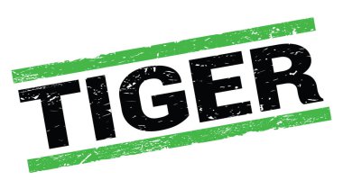 Yeşil dikdörtgen damga işareti üzerine yazılmış kaplan metni.