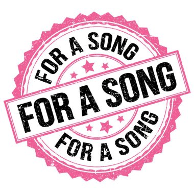 Pembe-siyah yuvarlak mühür işareti üzerine yazılmış bir SONG metni için