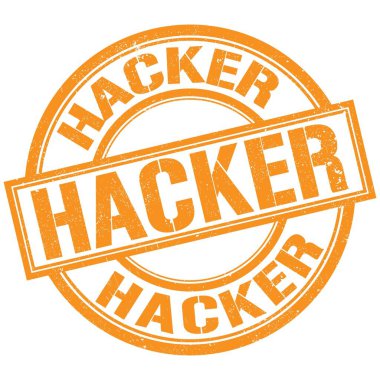 HACKER metni turuncu pul işareti üzerine yazılmış