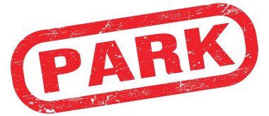 PARK, kırmızı dikdörtgen damga işareti üzerine yazılmış metin.